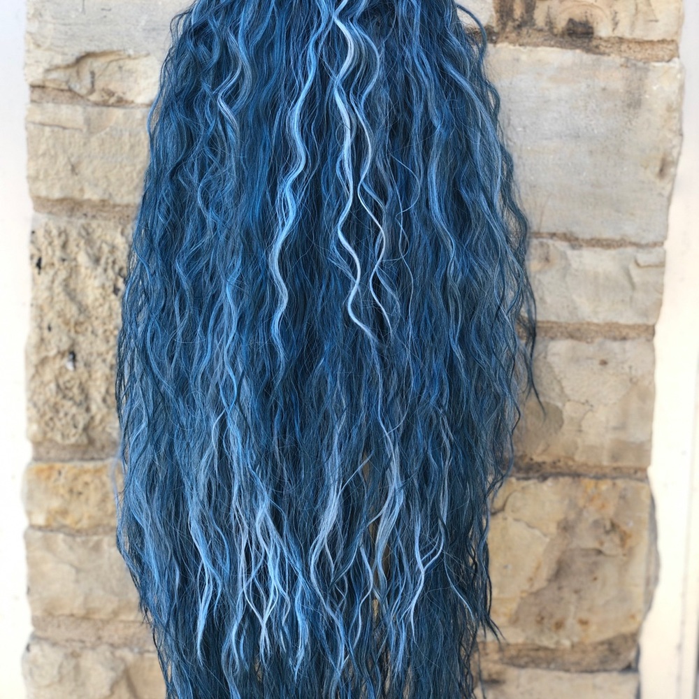 Blue Long Curly Soft Swisslace Lacefront wig - Picture 3 of 16